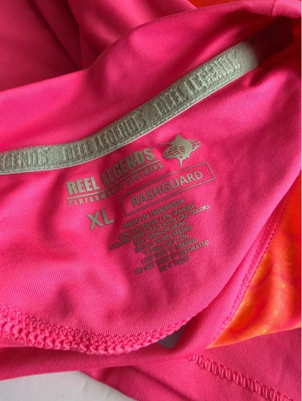 NWT Reel Legends Size XL Pink & Orange Performance Rashguard UPF 50